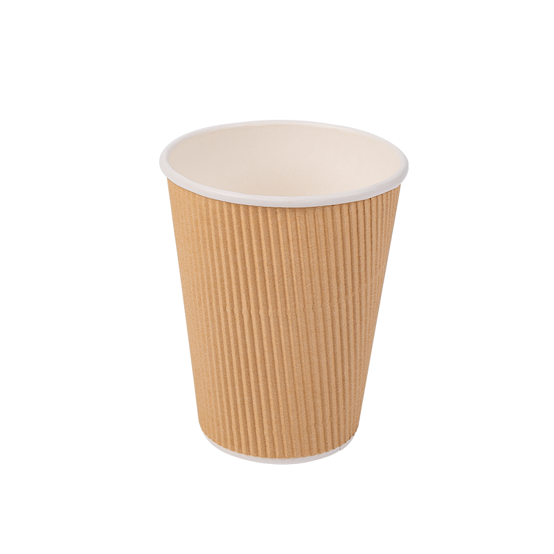 Copos de papel ondulado biodegradáveis ​​descartáveis ​​de 12 onças